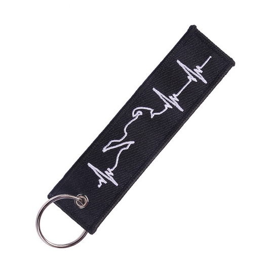 White Cardiogram - Motorcycle Keychain